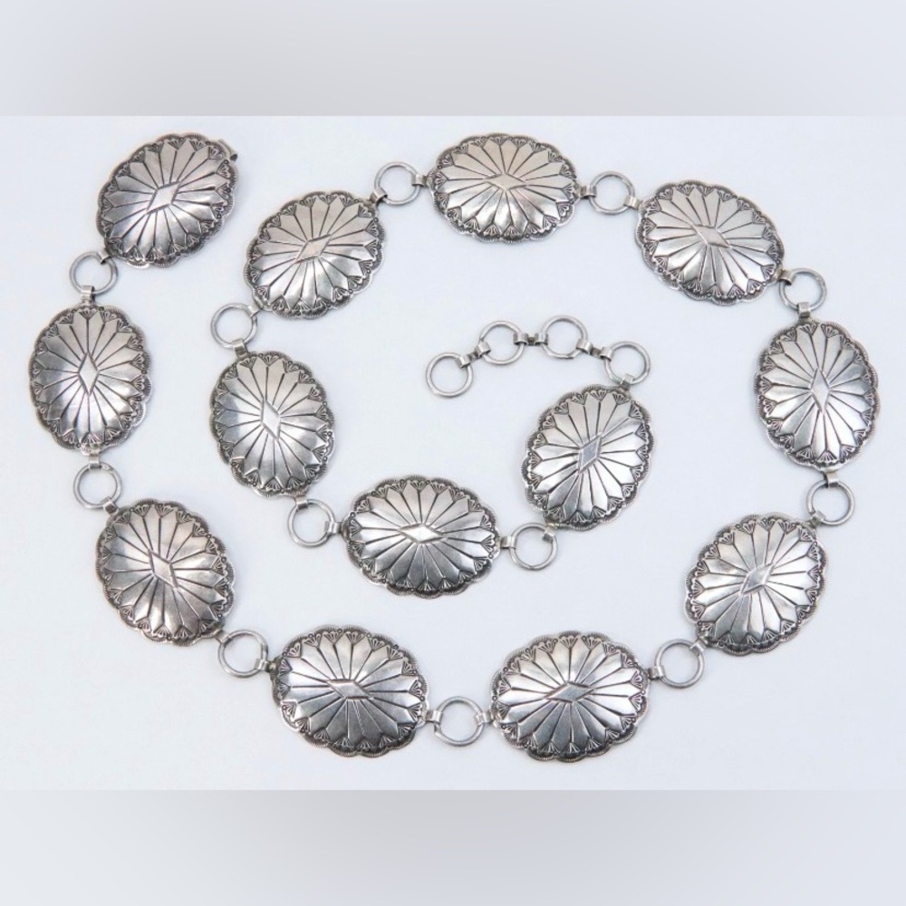 Vintage Navajo Sterling Silver 38.5 Inch Belt